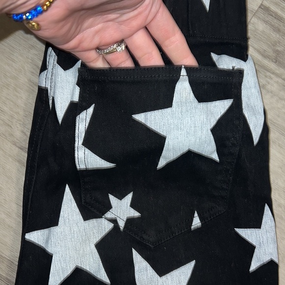 Lucky & Blessed Super Flare Black Star Western Boho Hippie Distressed Jeans Sz.S - Picture 6 of 10